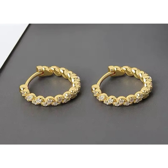 Gold Sparkling Hoop Earrings | Yellow Gold S925 - Picture 9 of 16